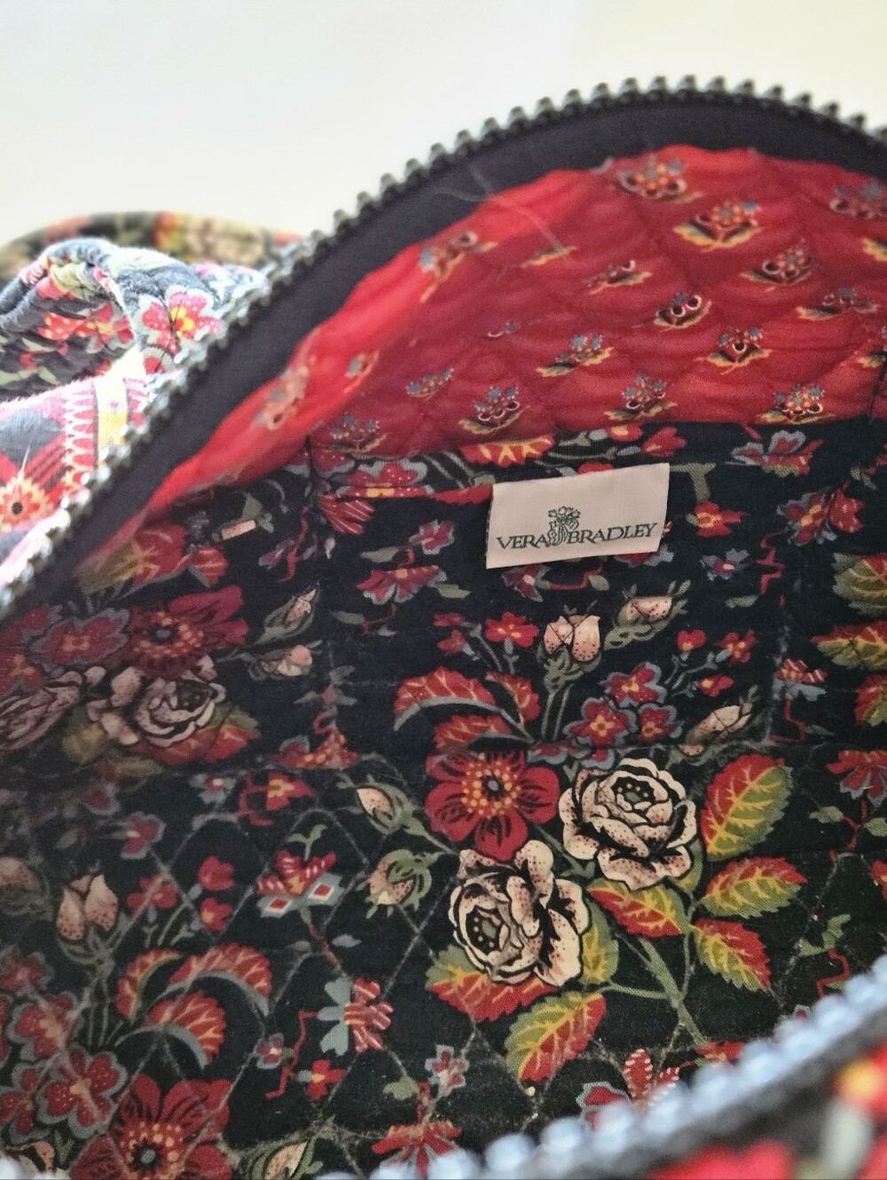 Quilted Floral Vera Bradley Mini Duffel in Black and Red - Women’s Shoulder Bag - Picture 8 of 9